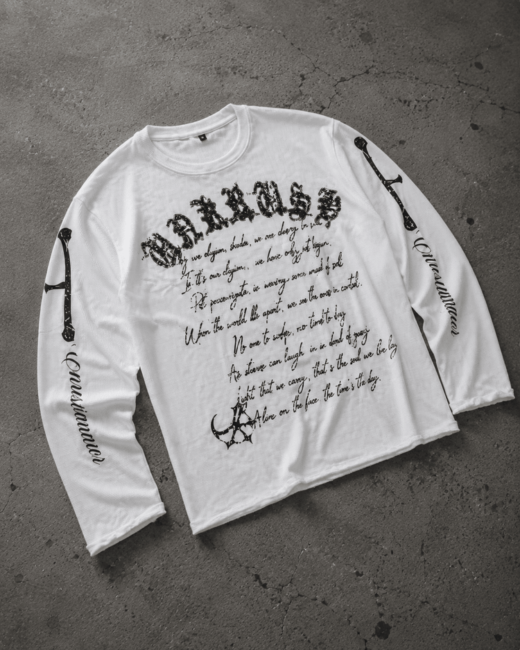 “Grave Script” Waffle Tee - Twel2Three