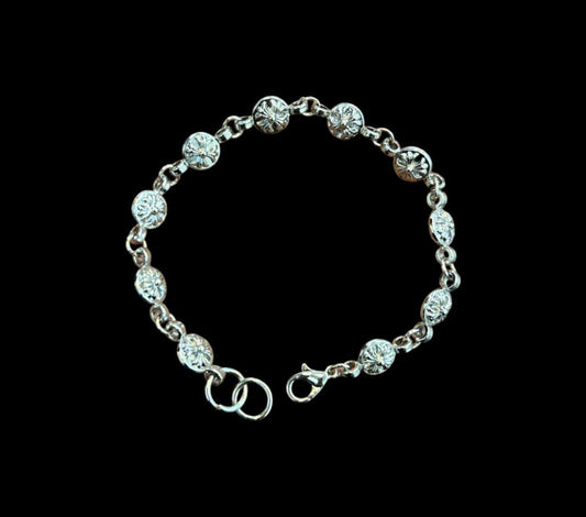 Chrome Rosette Link Bracelet - Twel2Three