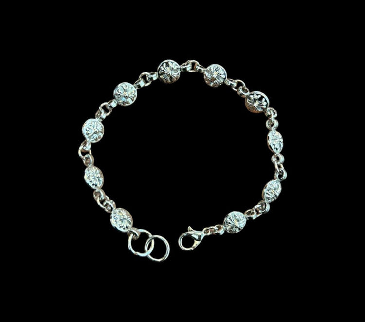 Chrome Rosette Link Bracelet - Twel2Three