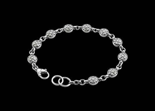 Chrome Rosette Link Bracelet - Twel2Three