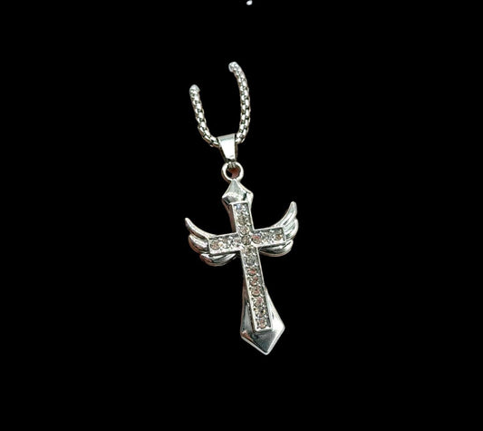 Crystal Wing Cross Necklace - Twel2Three