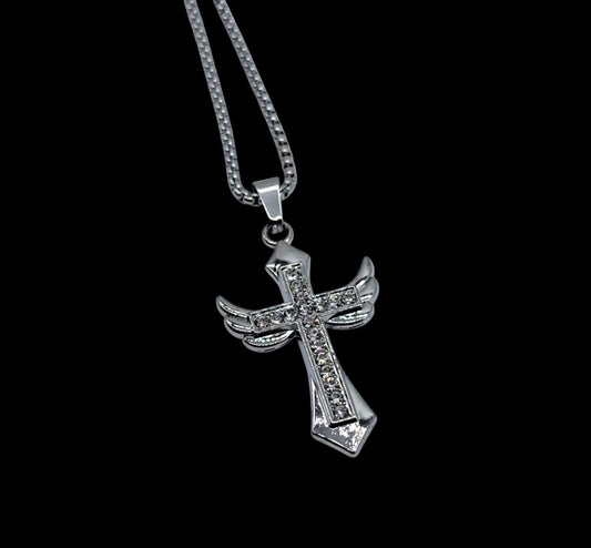 Crystal Wing Cross Necklace - Twel2Three