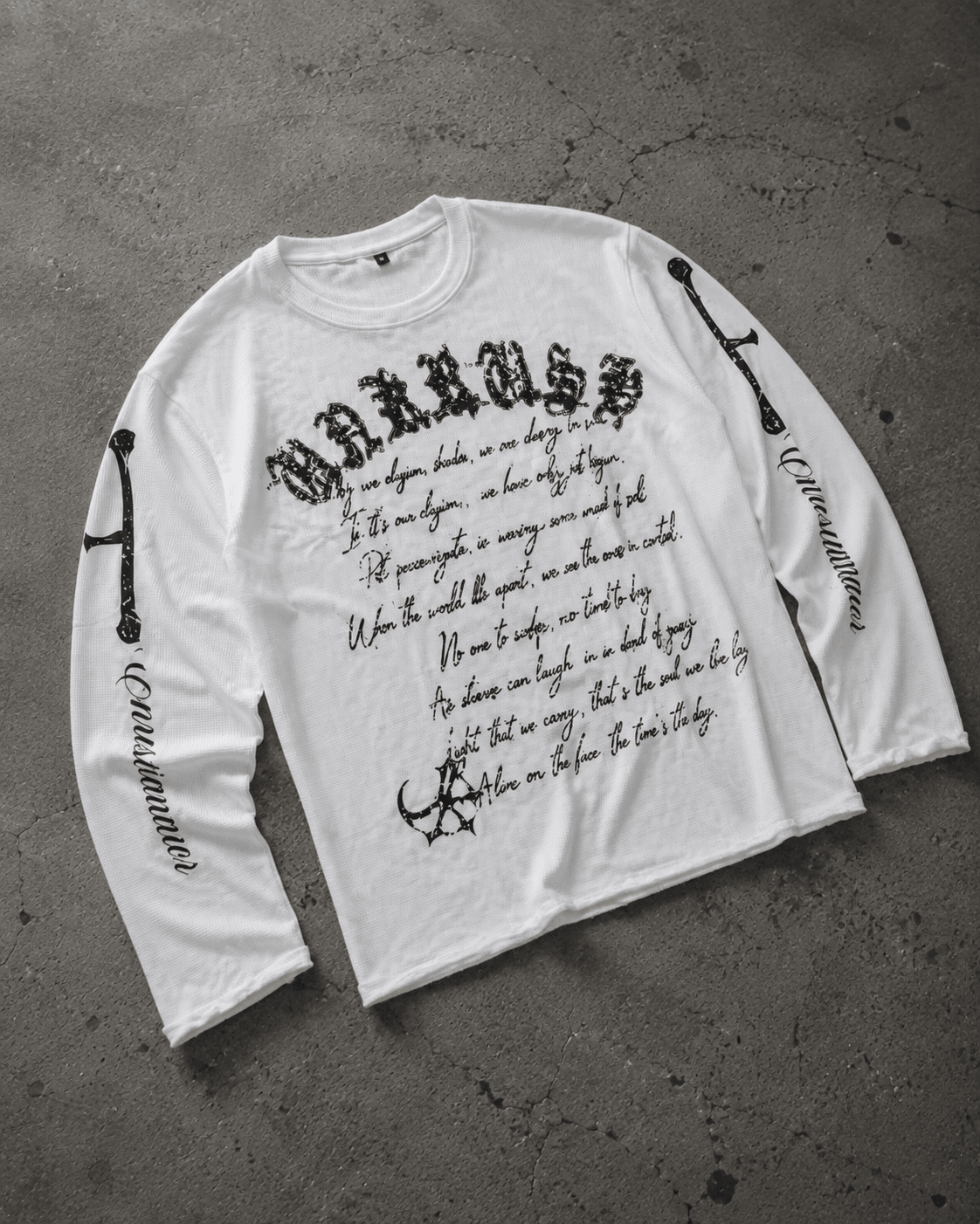 “Grave Script” Waffle Tee - Twel2Three