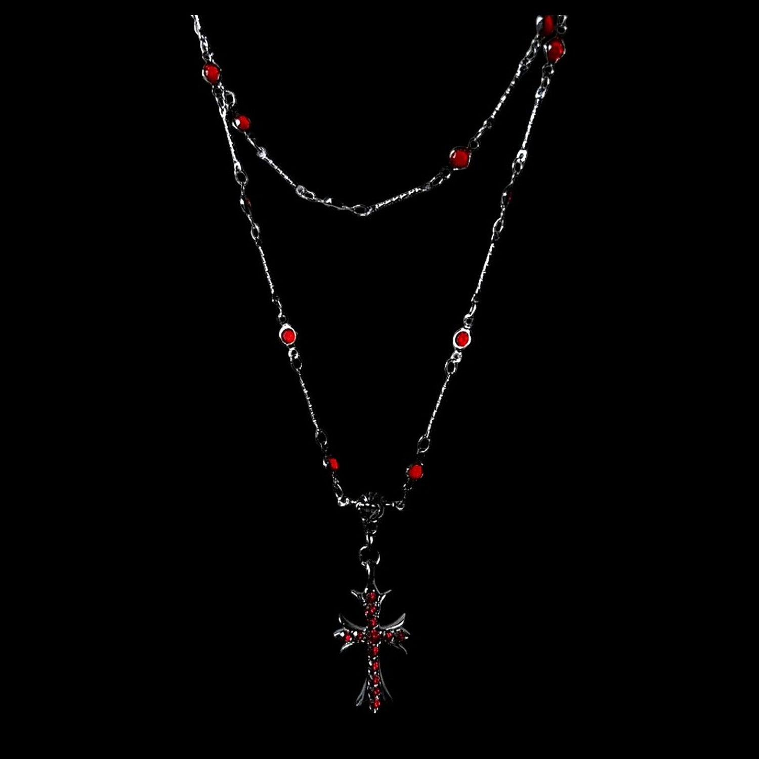 Red Gem Cross Necklace - Twel2Three