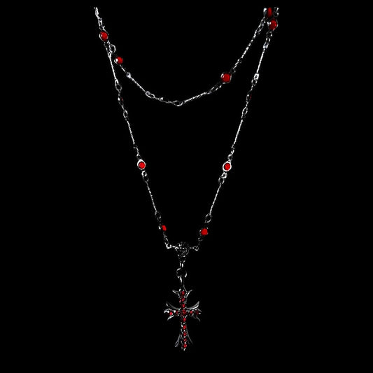 Red Gem Cross Necklace - Twel2Three