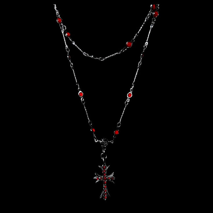 Red Gem Cross Necklace - Twel2Three