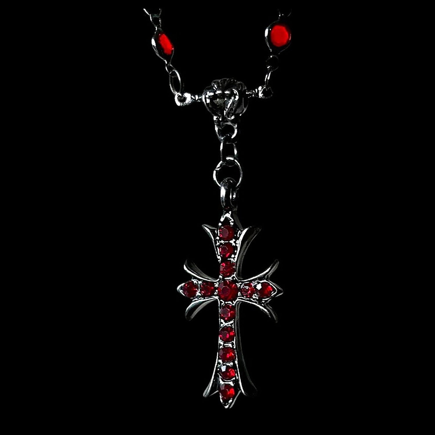 Red Gem Cross Necklace - Twel2Three