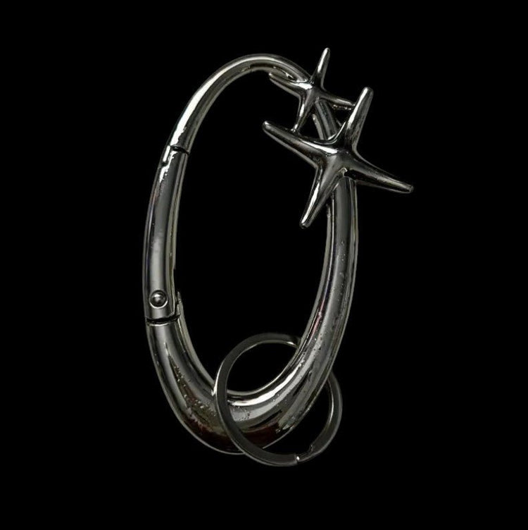 Y2K Chrome Star Keychain - Twel2Three